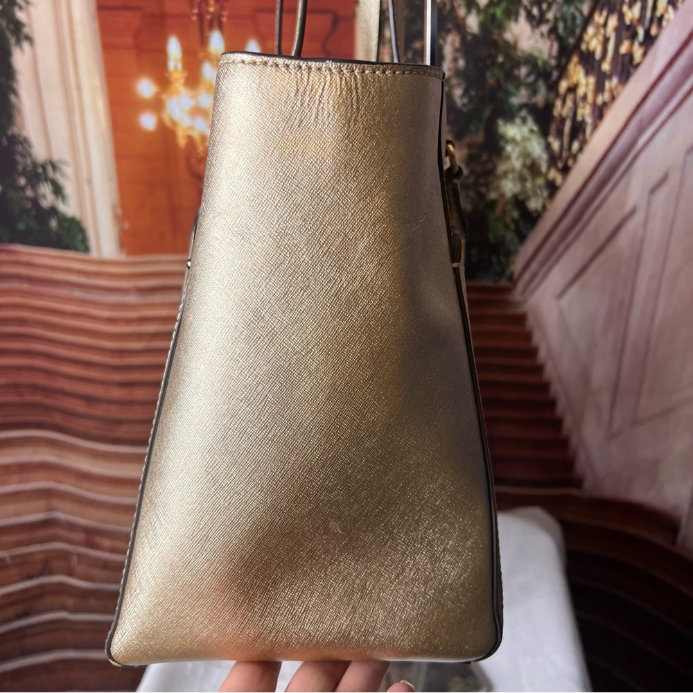 Michael Kors Metallic Gold Saffiano Shoulder Tote - Picture 2 of 15